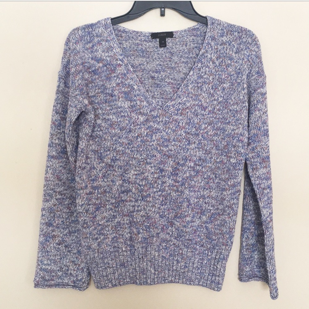 J.crew multi color knitted v neck sweater XS